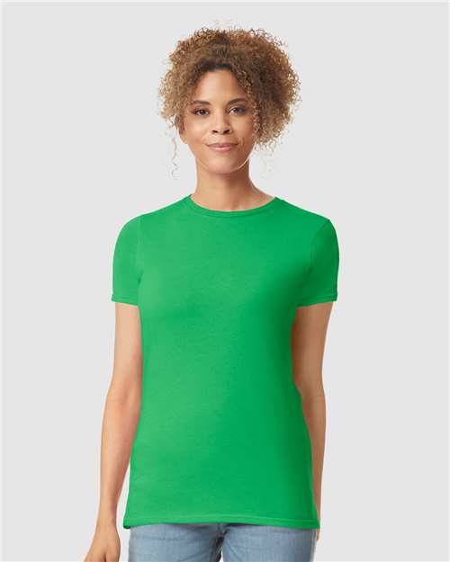 Gildan Softstyle® Women’s T-Shirt 64000L Irish Green Custom Embroidered Business Logo