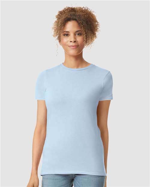 Gildan Softstyle® Women’s T-Shirt 64000L Light Blue Custom Embroidered Business Logo