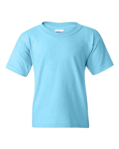 Gildan Heavy Cotton™ Youth T-Shirt 5000B Sky Custom Embroidered Business Logo