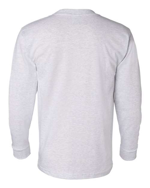 Bayside USA-Made Long Sleeve Pocket T-Shirt 8100 Ash