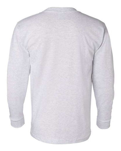 Bayside USA-Made Long Sleeve Pocket T-Shirt 8100 Ash