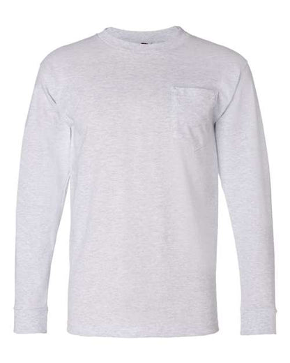 Bayside USA-Made Long Sleeve Pocket T-Shirt 8100 Ash