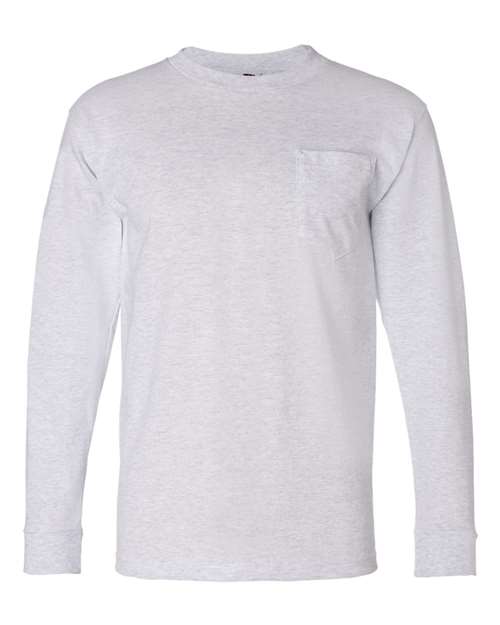 Bayside USA-Made Long Sleeve Pocket T-Shirt 8100 Ash