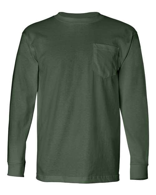 Bayside USA-Made Long Sleeve Pocket T-Shirt 8100 Forest Green