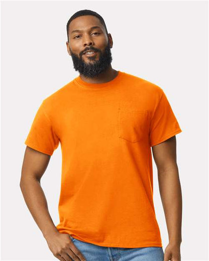 Custom Embroidered  Gildan Ultra Cotton® Pocket T-Shirt 2300 Safety Orange
