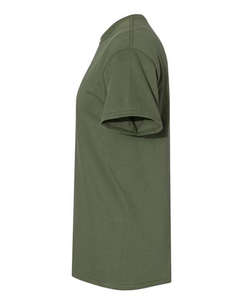 Gildan USA-Made Fine Jersey T-Shirt 5000 Military Green Custom Embroidered Business Logo
