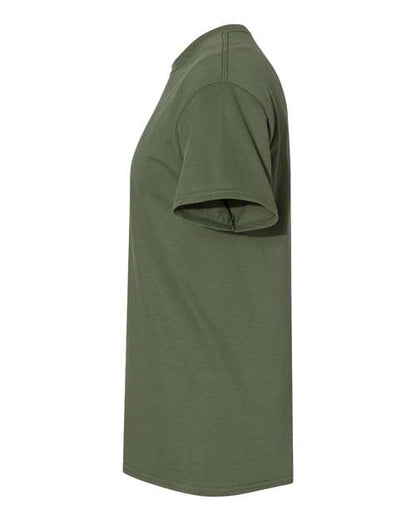 Gildan USA-Made Fine Jersey T-Shirt 5000 Military Green Custom Embroidered Business Logo