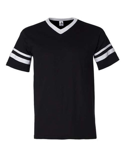 Augusta Sportswear V-Neck Jersey with Striped Sleeves 360 Black/ White