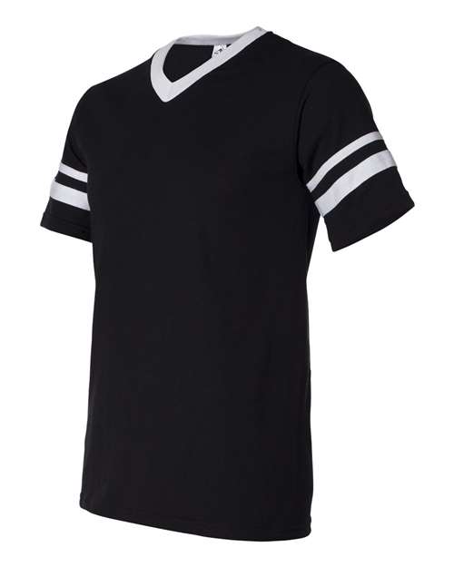 Augusta Sportswear V-Neck Jersey with Striped Sleeves 360 Black/ White