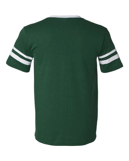 Augusta Sportswear V-Neck Jersey with Striped Sleeves 360 Dark Green/ White