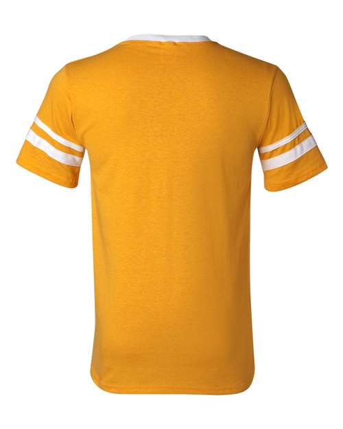 Augusta Sportswear V-Neck Jersey with Striped Sleeves 360 Gold/ White