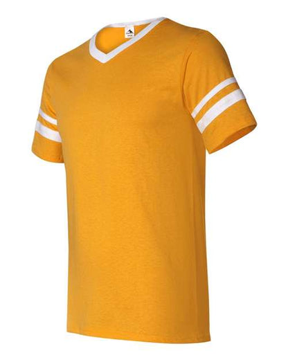 Augusta Sportswear V-Neck Jersey with Striped Sleeves 360 Gold/ White