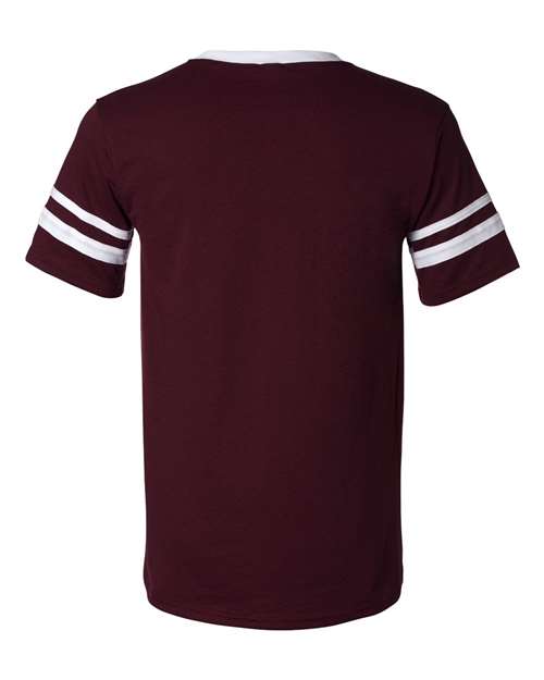 Augusta Sportswear V-Neck Jersey with Striped Sleeves 360 Maroon/ White