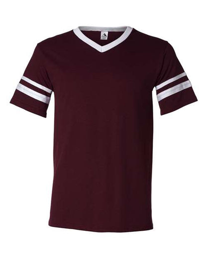 Augusta Sportswear V-Neck Jersey with Striped Sleeves 360 Maroon/ White
