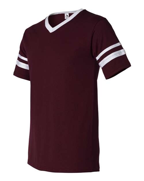 Augusta Sportswear V-Neck Jersey with Striped Sleeves 360 Maroon/ White