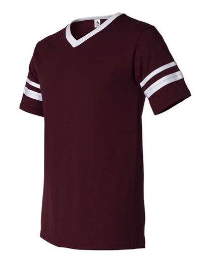 Augusta Sportswear V-Neck Jersey with Striped Sleeves 360 Maroon/ White