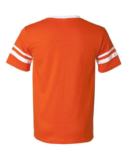 Augusta Sportswear V-Neck Jersey with Striped Sleeves 360 Orange/ White