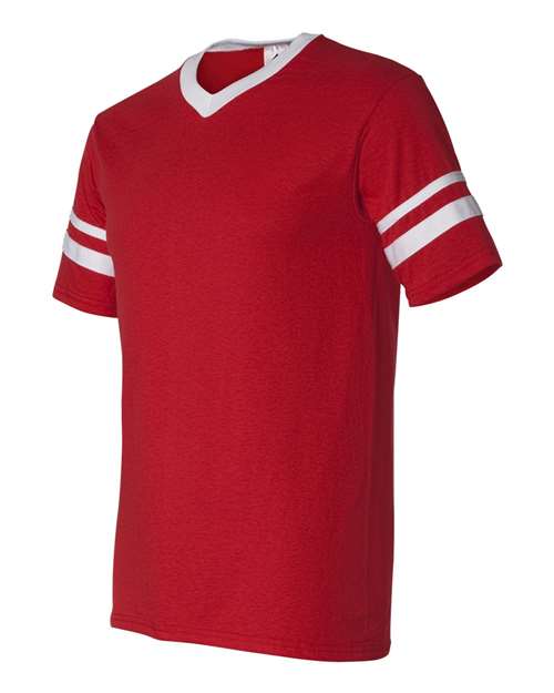 Augusta Sportswear V-Neck Jersey with Striped Sleeves 360 Red/ White