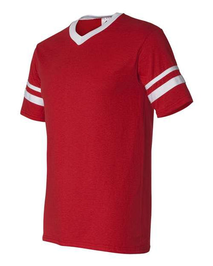 Augusta Sportswear V-Neck Jersey with Striped Sleeves 360 Red/ White