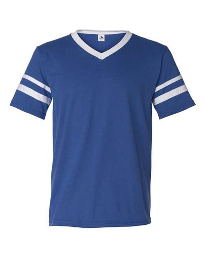 Augusta Sportswear V-Neck Jersey with Striped Sleeves 360 Royal/ White
