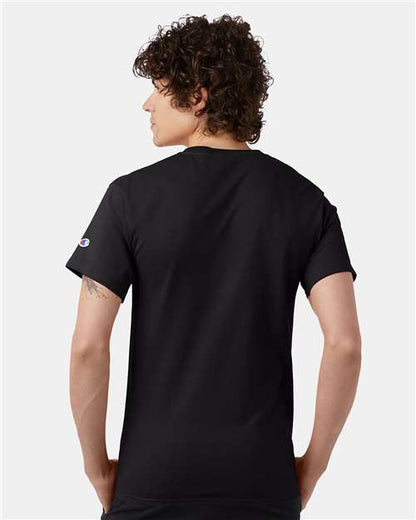 Champion Short Sleeve T-Shirt T425 Black Custom Embroidered Business Logo