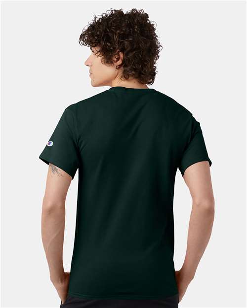 Champion Short Sleeve T-Shirt T425 Dark Green Custom Embroidered Business Logo