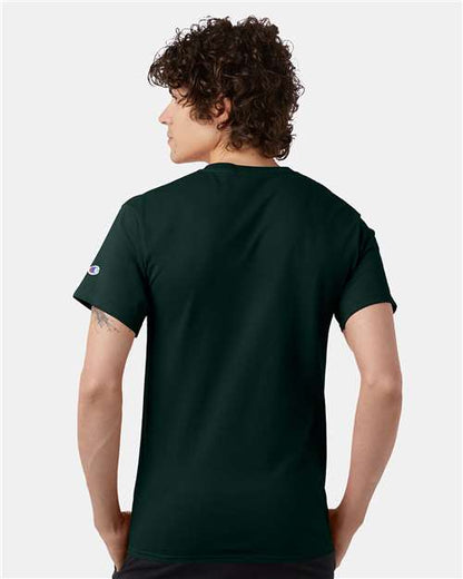 Champion Short Sleeve T-Shirt T425 Dark Green Custom Embroidered Business Logo