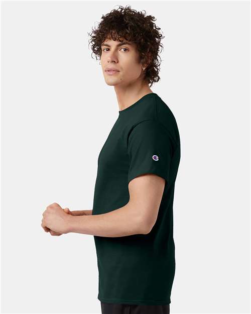 Champion Short Sleeve T-Shirt T425 Dark Green Custom Embroidered Business Logo