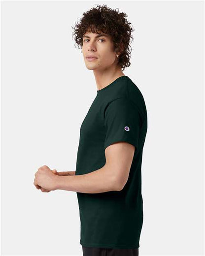 Champion Short Sleeve T-Shirt T425 Dark Green Custom Embroidered Business Logo