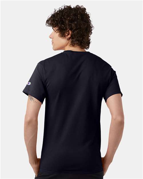 Champion Short Sleeve T-Shirt T425 Navy Custom Embroidered Business Logo