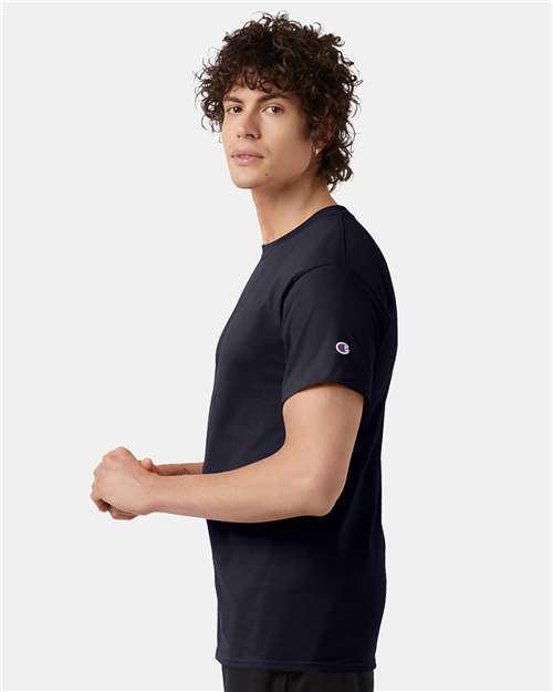 Champion Short Sleeve T-Shirt T425 Navy Custom Embroidered Business Logo