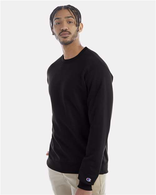 Champion Powerblend® Crewneck Sweatshirt S600 Black Custom Embroidered Business Logo