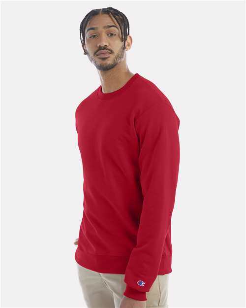 Champion Powerblend® Crewneck Sweatshirt S600 Scarlet Custom Embroidered Business Logo