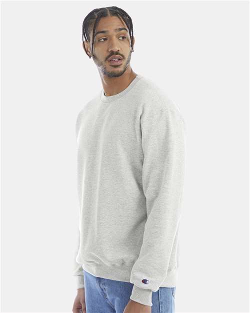 Champion Powerblend® Crewneck Sweatshirt S600 Silver Grey Custom Embroidered Business Logo