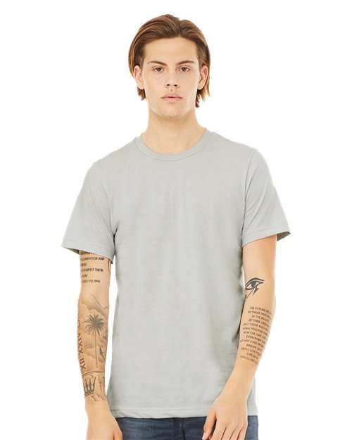 BELLA + CANVAS Jersey Tee 3001 Silver Custom Embroidered Business Logo