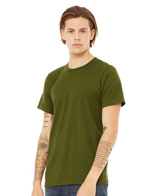 BELLA + CANVAS Jersey Tee 3001 Olive Custom Embroidered Business Logo