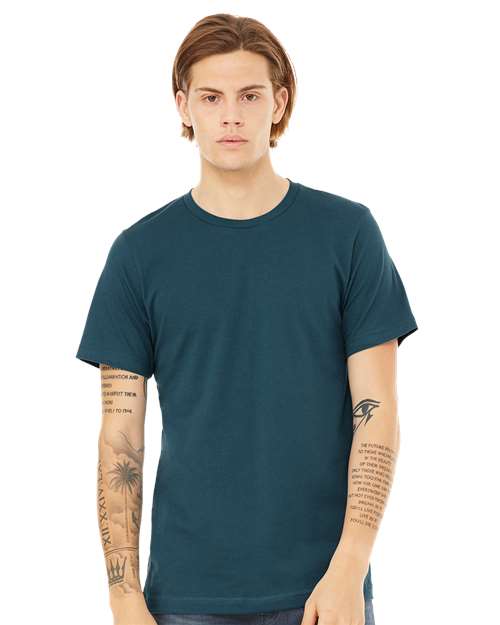 BELLA + CANVAS Jersey Tee 3001 Deep Teal Custom Embroidered Business Logo