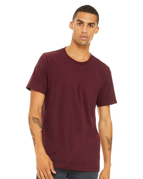 BELLA + CANVAS Jersey Tee 3001 Maroon Custom Embroidered Business Logo