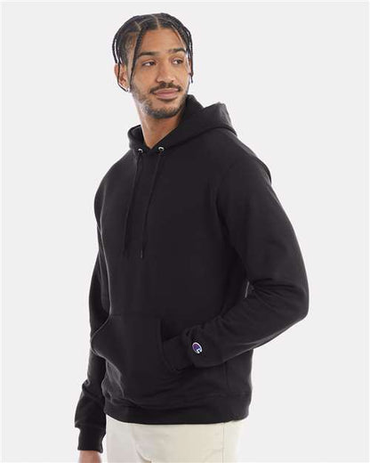 Champion Powerblend® Hooded Sweatshirt S700 Black Custom Embroidered Business Logo
