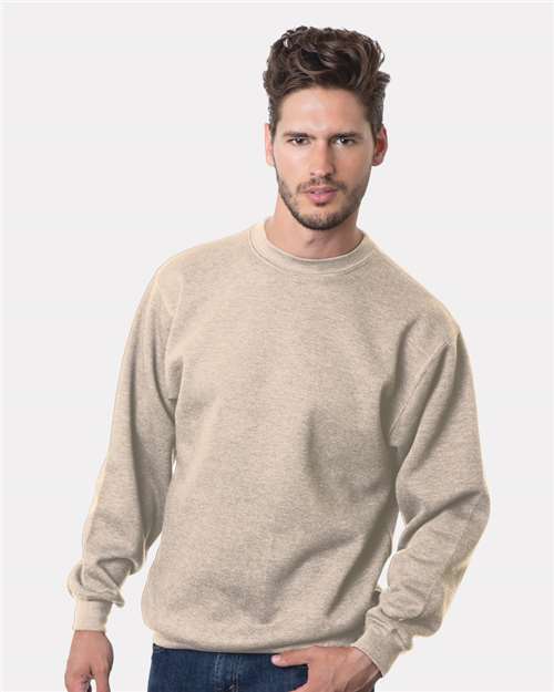 Custom Embroidered  Bayside USA-Made Crewneck Sweatshirt 1102 Sand