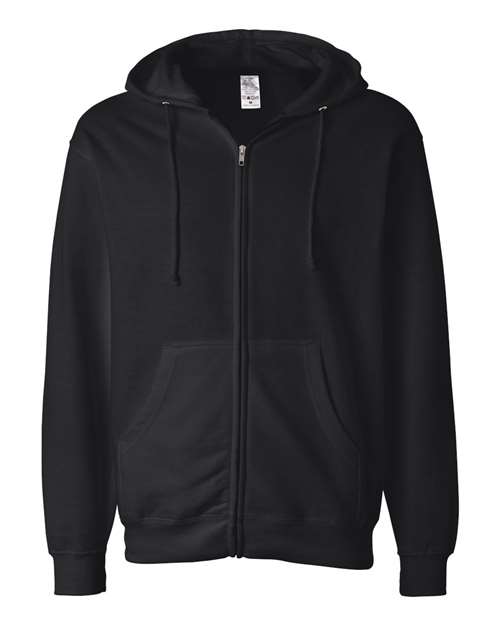 Independent Trading Co. Midweight Full-Zip Hooded Sweatshirt SS4500Z Black Custom Embroidered Business Logo