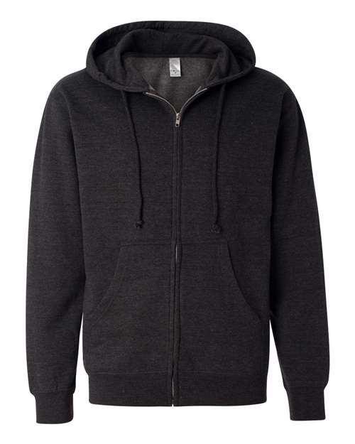 Independent Trading Co. Midweight Full-Zip Hooded Sweatshirt SS4500Z Charcoal Heather Custom Embroidered Business Logo