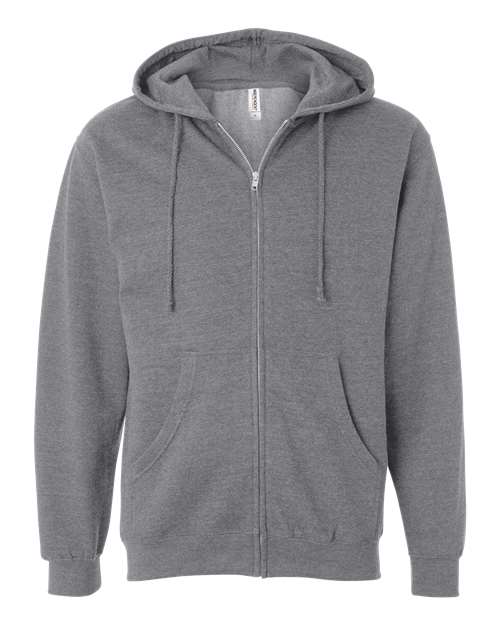 Independent Trading Co. Midweight Full-Zip Hooded Sweatshirt SS4500Z Gunmetal Heather Custom Embroidered Business Logo