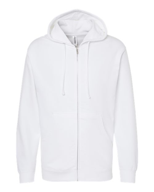 Independent Trading Co. Midweight Full-Zip Hooded Sweatshirt SS4500Z White Custom Embroidered Business Logo