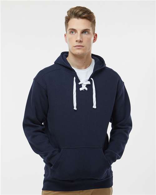Custom Embroidered  J. America Sport Lace Hooded Sweatshirt 8830 Navy