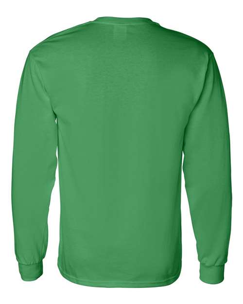 Gildan Heavy Cotton™ Long Sleeve T-Shirt 5400 Irish Green Custom Embroidered Business Logo