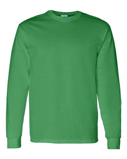 Gildan Heavy Cotton™ Long Sleeve T-Shirt 5400 Irish Green Custom Embroidered Business Logo