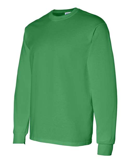 Gildan Heavy Cotton™ Long Sleeve T-Shirt 5400 Irish Green Custom Embroidered Business Logo