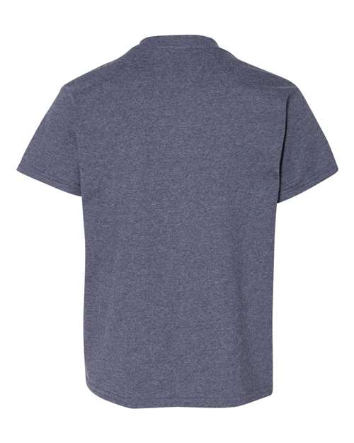 Gildan Heavy Cotton™ Youth T-Shirt 5000B Heather Navy Custom Embroidered Business Logo