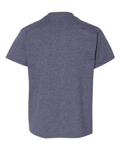 Gildan Heavy Cotton™ Youth T-Shirt 5000B Heather Navy Custom Embroidered Business Logo